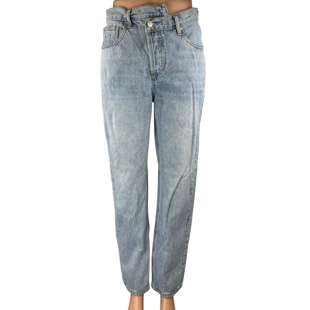 Princess Polly Women's Blue Light Wash High Waisted Straight Denim Jeans Size 0